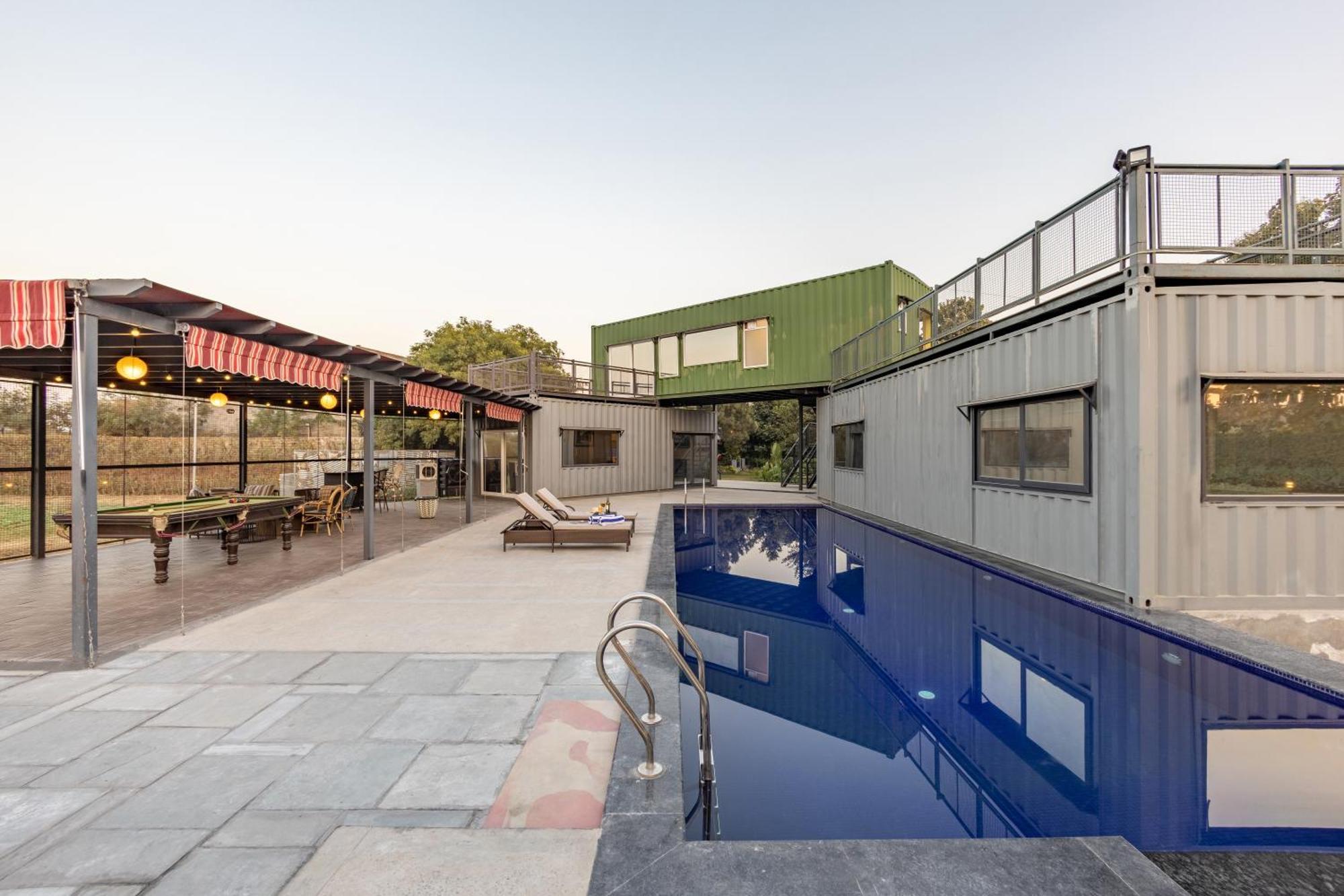 Elivaas Hidden Oasis 4Bhk With Pool, Mud House & Container House Dhauj Exterior foto