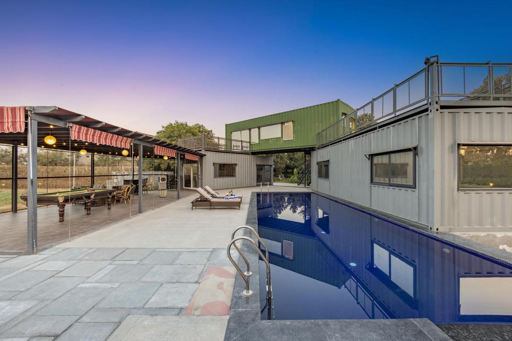 Elivaas Hidden Oasis 4Bhk With Pool, Mud House & Container House Dhauj Exterior foto