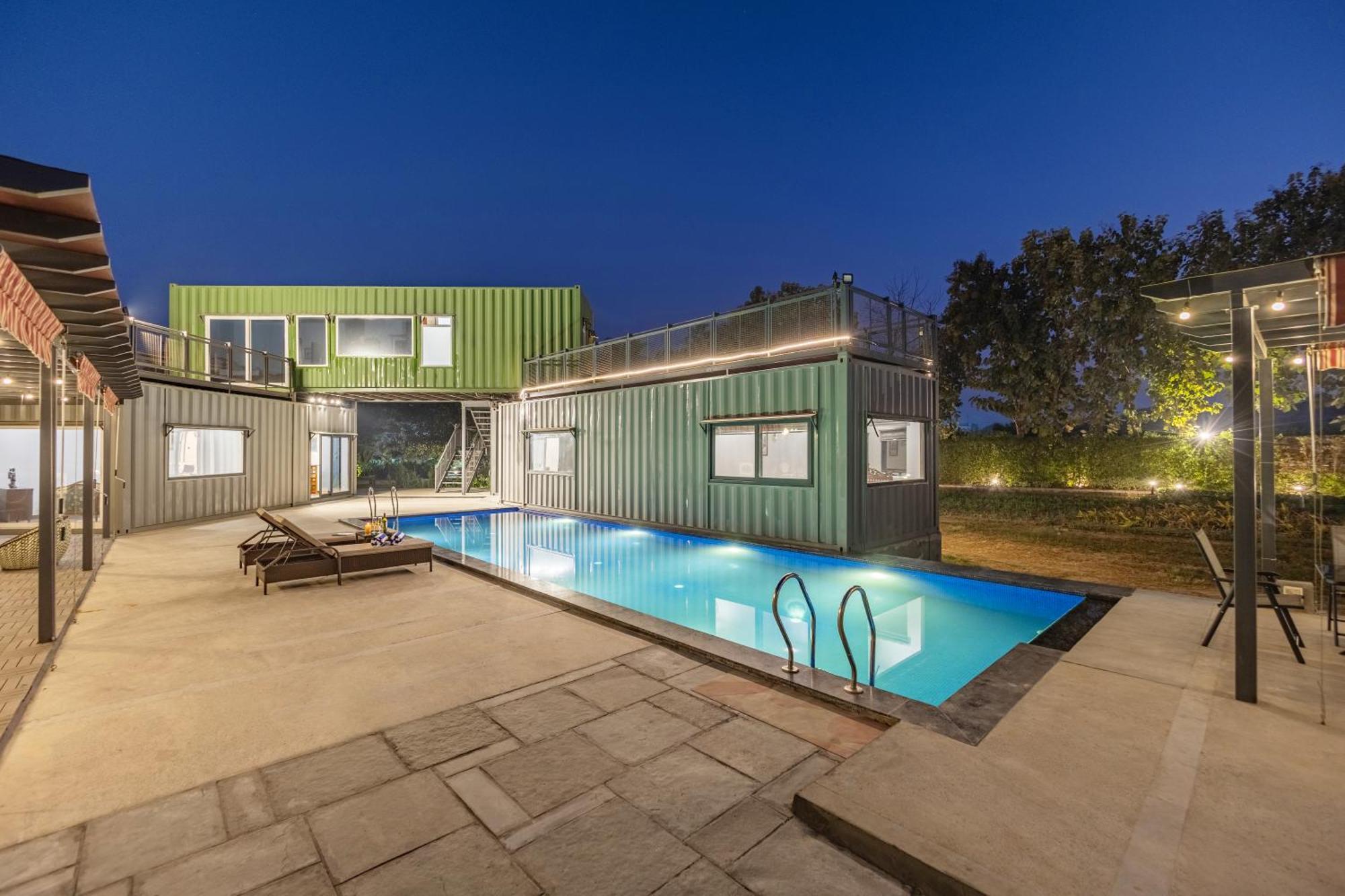 Elivaas Hidden Oasis 4Bhk With Pool, Mud House & Container House Dhauj Exterior foto