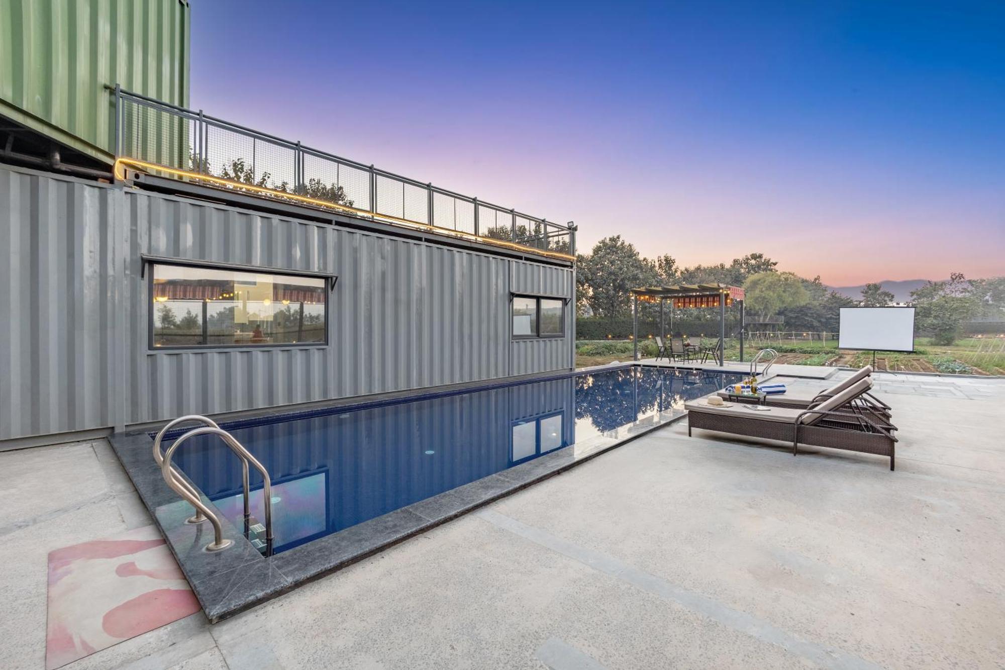 Elivaas Hidden Oasis 4Bhk With Pool, Mud House & Container House Dhauj Exterior foto