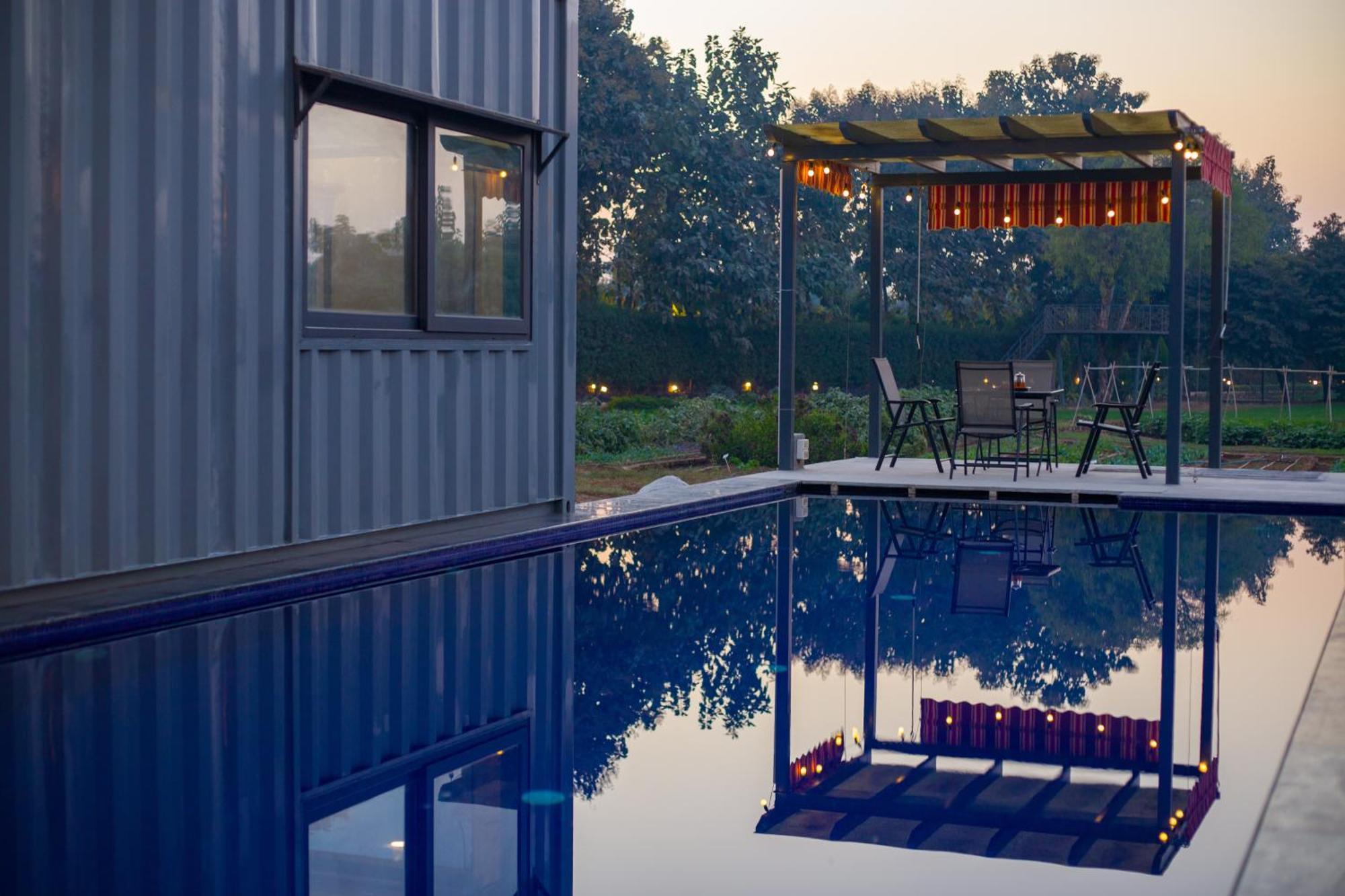 Elivaas Hidden Oasis 4Bhk With Pool, Mud House & Container House Dhauj Exterior foto