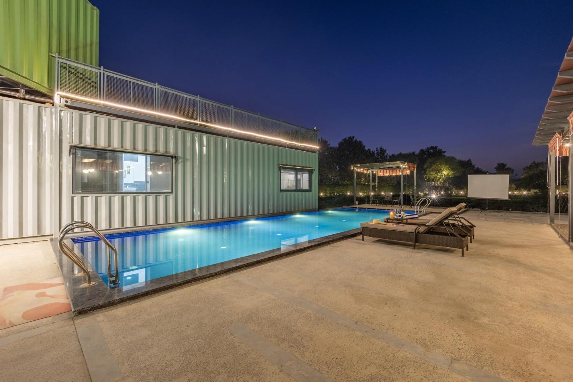 Elivaas Hidden Oasis 4Bhk With Pool, Mud House & Container House Dhauj Exterior foto