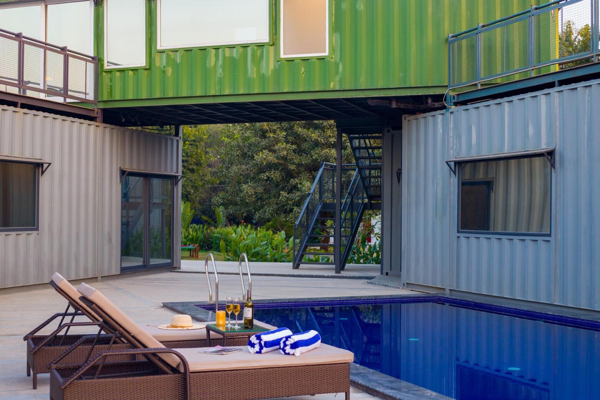 Elivaas Hidden Oasis 4Bhk With Pool, Mud House & Container House Dhauj Exterior foto
