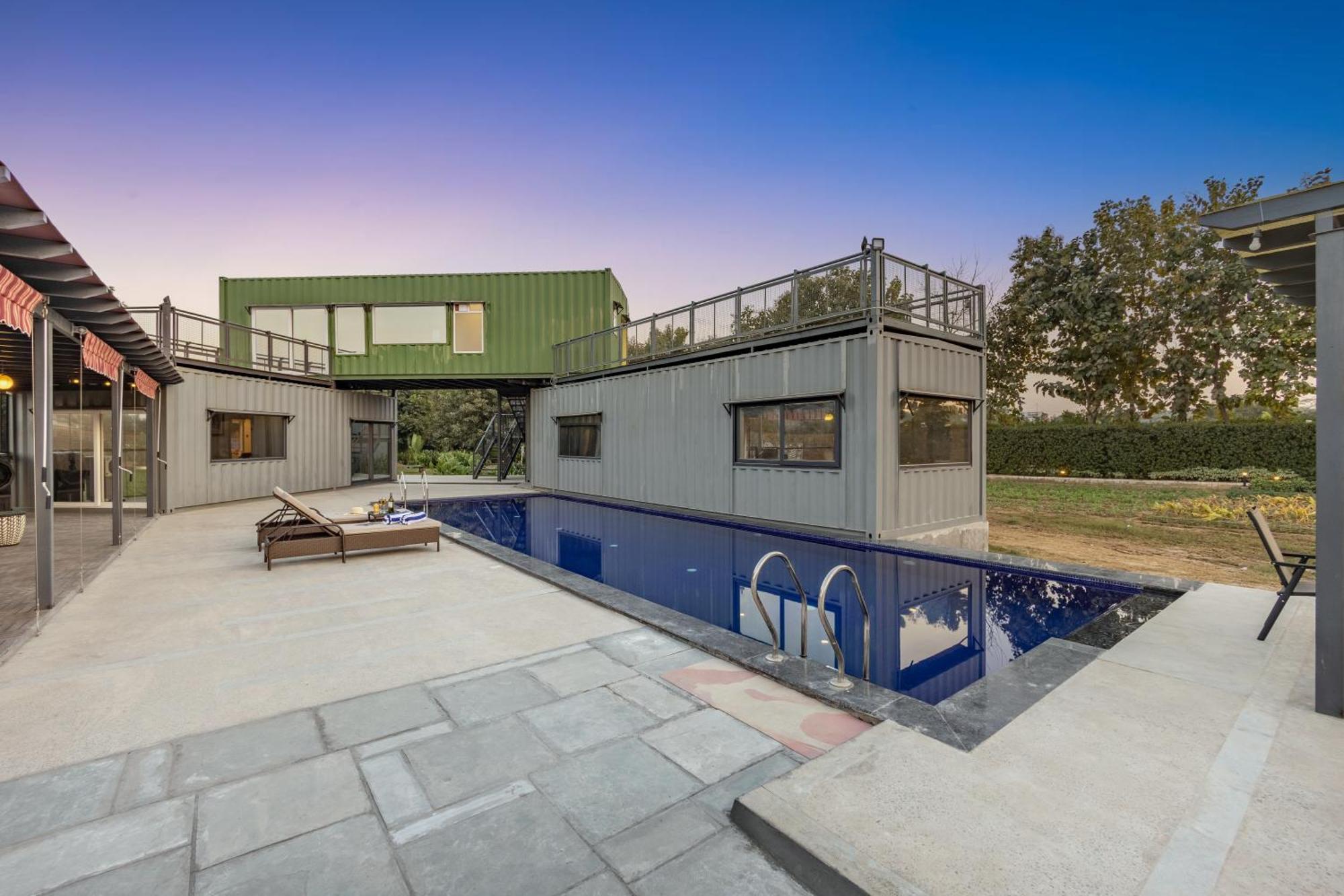 Elivaas Hidden Oasis 4Bhk With Pool, Mud House & Container House Dhauj Exterior foto