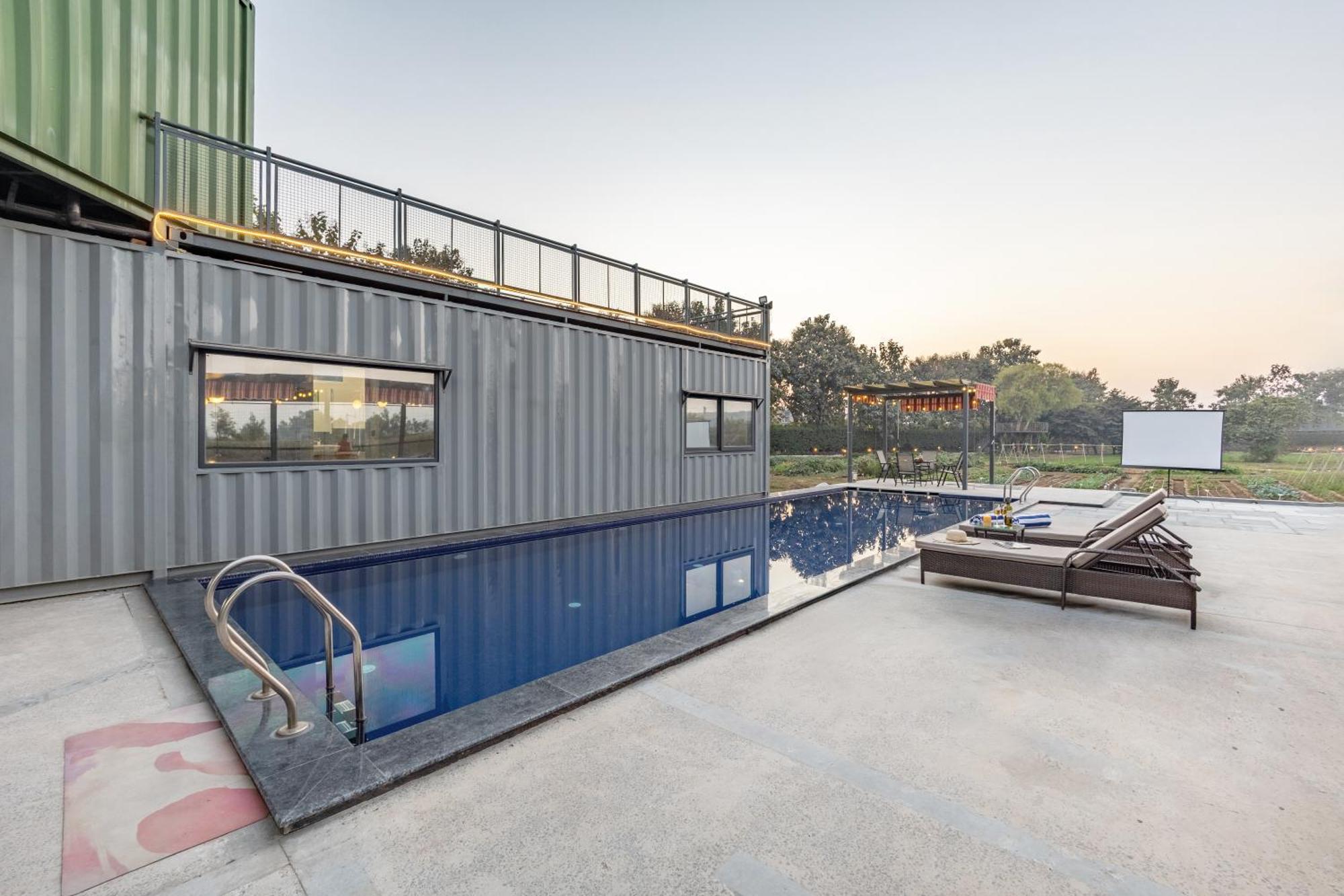 Elivaas Hidden Oasis 4Bhk With Pool, Mud House & Container House Dhauj Exterior foto